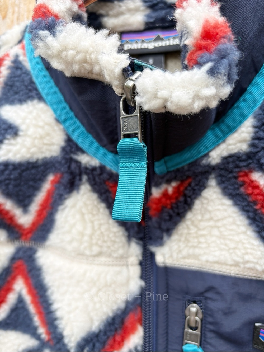 Patagonia Classic Retro-X Fleece Vest Size Small Brass Hawk Smolder Blue Sherpa‎ - Picture 6 of 14